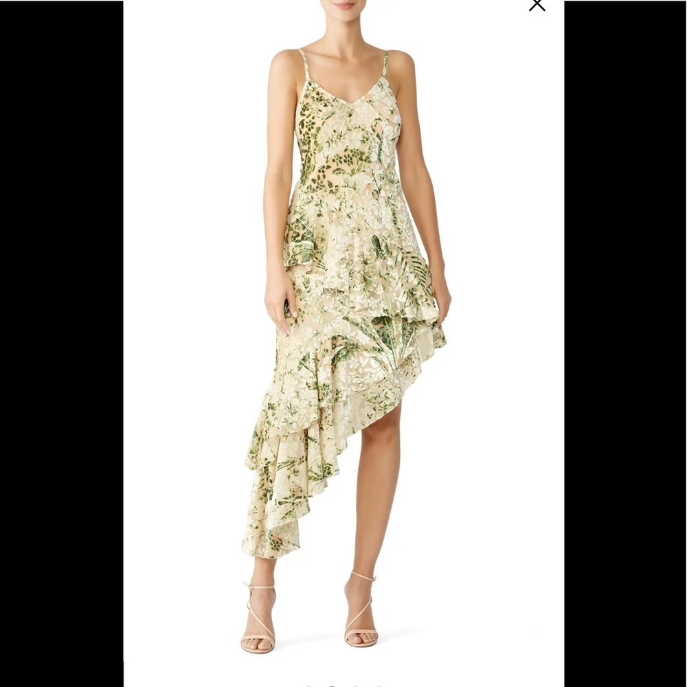 Hemant & Nandita emerald multi floral  high to low dress